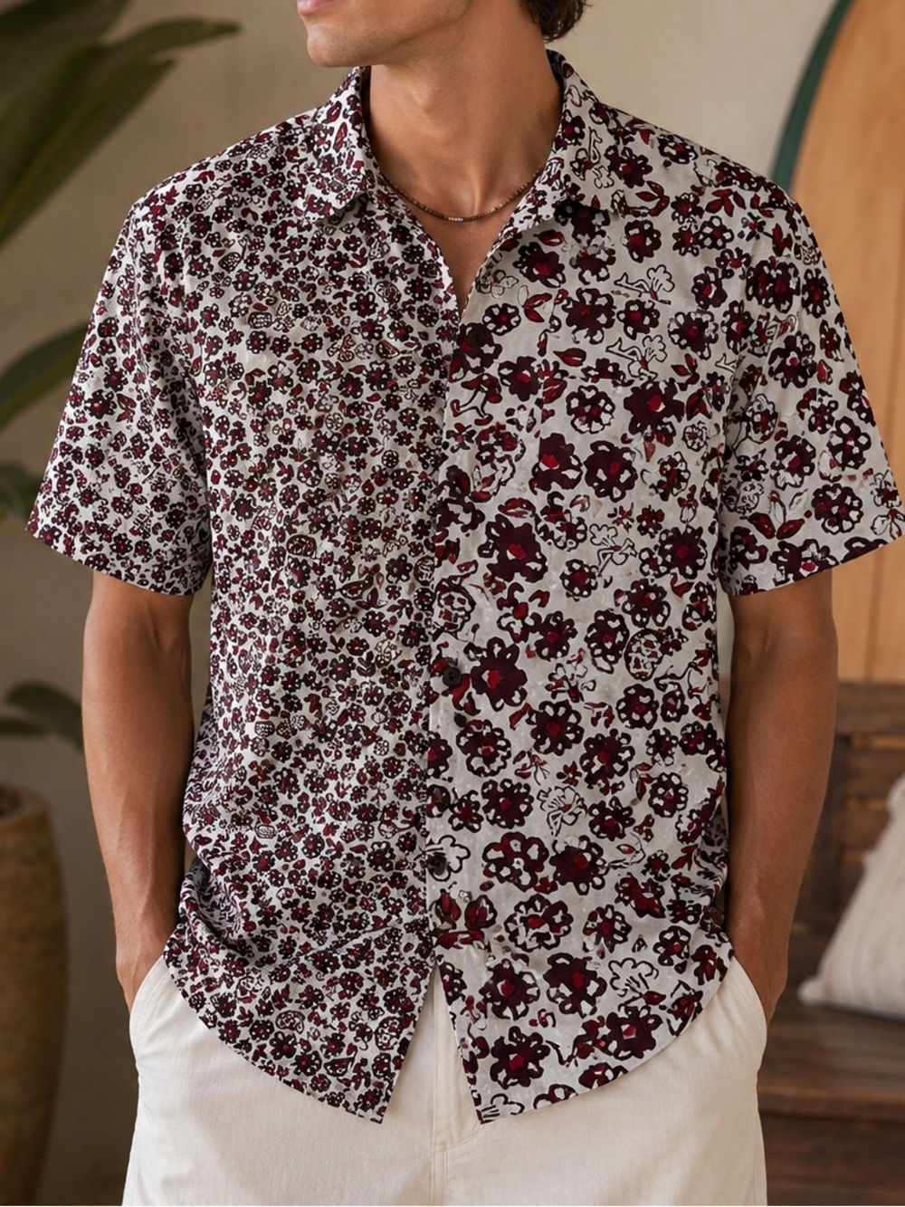 Vans Off The Wall Floral Button-Up Shirt Men’s Medium Classic Fit 100% Viscose